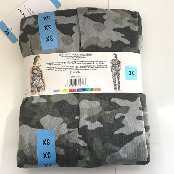 LUCKY BRAND Pajamas Loungewear 4 Piece Set Green Camo Women’s Plus Size 3X - Picture 5 of 15